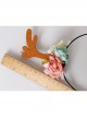 Fashion Leisure Holiday Christmas Flowers Brown Antlers White Pearls Hair Bands