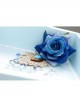 Retro Fashion Blue Rose Flower Lace Artificial Crystal Handmade Cloth Brooch