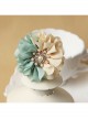 Fashion Handmade Blue White Flowers Pearl All-Match Chiffon Brooch