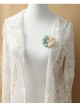 Fashion Handmade Blue White Flowers Pearl All-Match Chiffon Brooch