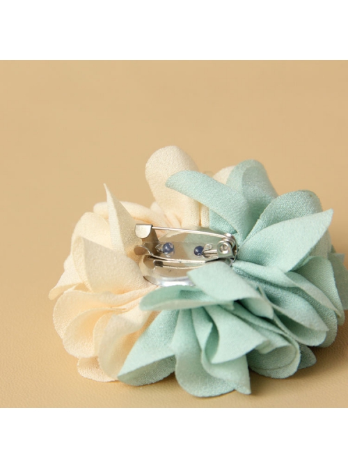 Fashion Handmade Blue White Flowers Pearl All-Match Chiffon Brooch