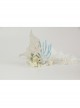 Fashion Mermaid Coral Shell White Pearl Net Yarn Lace Seaside Beach Travel Party Hairband