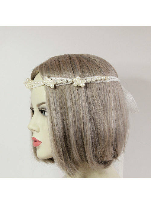 Fashion Mermaid Coral Shell White Pearl Net Yarn Lace Seaside Beach Travel Party Hairband