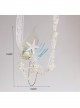 Fashion Mermaid Coral Shell White Pearl Net Yarn Lace Seaside Beach Travel Party Hairband