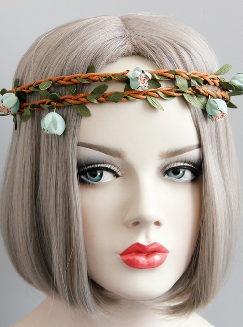 Fashion Seaside Tourism Beach Green Flowers Rattan Garland Bride Bridesmaid Hair Band