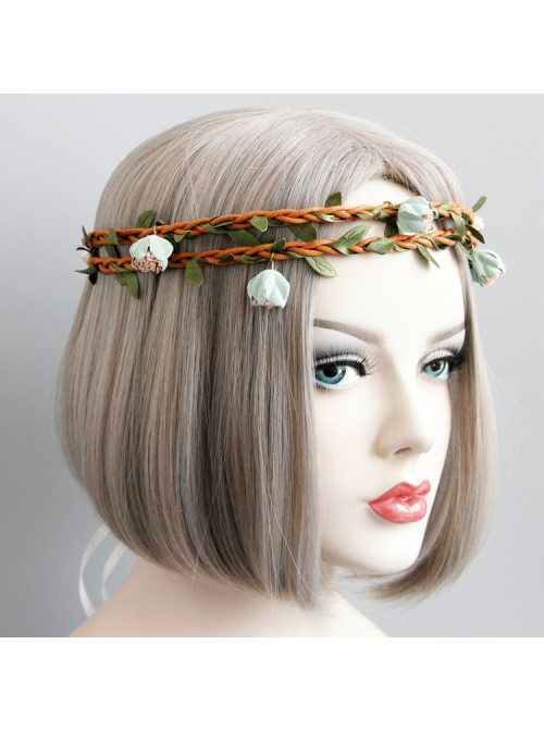Fashion Seaside Tourism Beach Green Flowers Rattan Garland Bride Bridesmaid Hair Band