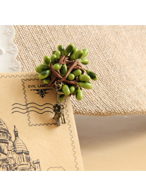 Retro Handmade Antique Fashion Cute Deer Green Plants Female Brooch Buckle