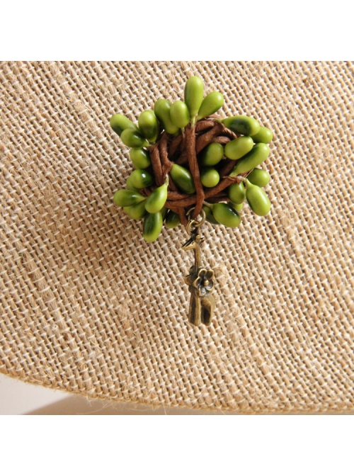 Retro Handmade Antique Fashion Cute Deer Green Plants Female Brooch Buckle