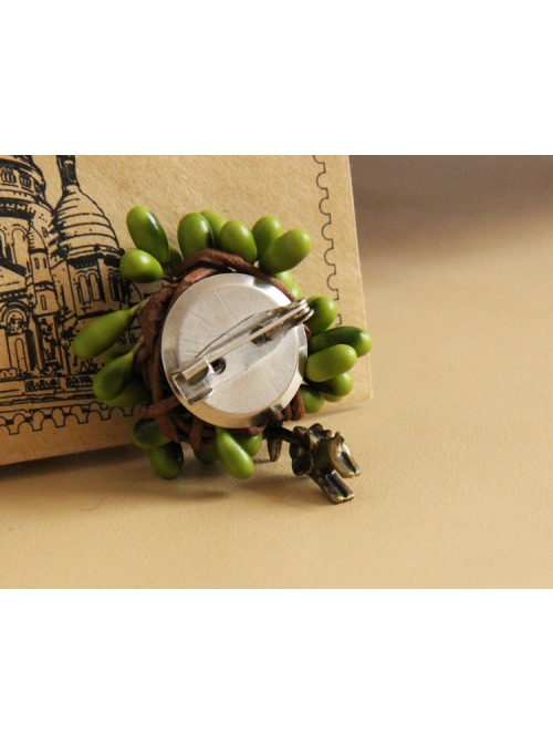 Retro Handmade Antique Fashion Cute Deer Green Plants Female Brooch Buckle