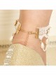Baroque Retro White Lace Pearl Flowers Bride Bridesmaid Wedding Dress Personality Exquisite Anklet