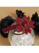 Fashion Retro Christmas Wine Red Rose Flower Handmade Personality Hairpin