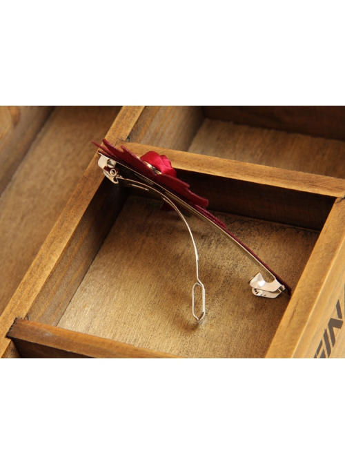 Fashion Retro Christmas Wine Red Rose Flower Handmade Personality Hairpin