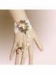 Baroque Beauty Head Palace Ball Rose Flower Retro White Lace Bracelet With Ring One Chain