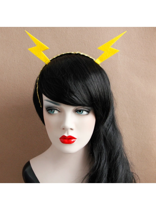Personality Exaggerated Fashion Yellow Lightning Golden Lace Christmas Holiday Party Female Headband