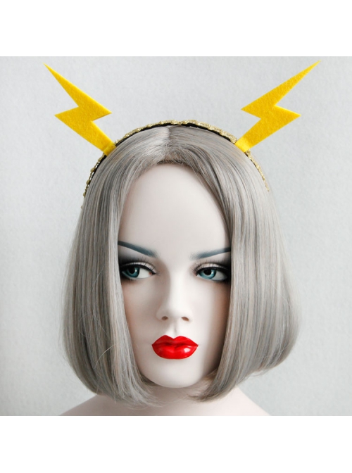 Personality Exaggerated Fashion Yellow Lightning Golden Lace Christmas Holiday Party Female Headband