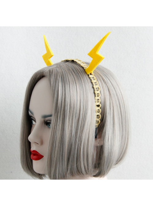 Personality Exaggerated Fashion Yellow Lightning Golden Lace Christmas Holiday Party Female Headband