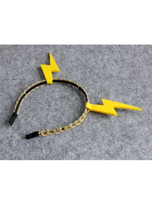 Personality Exaggerated Fashion Yellow Lightning Golden Lace Christmas Holiday Party Female Headband