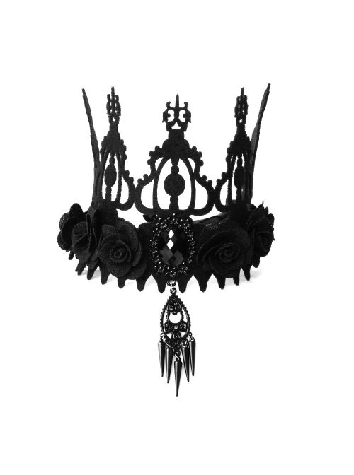 Baroque Black Retro Halloween Crown Masquerade Party Ribbon Headband
