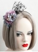 Creative Mesh Purple Blue Flowers Temperament Female Christmas Dress Retro Headband