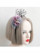 Creative Mesh Purple Blue Flowers Temperament Female Christmas Dress Retro Headband