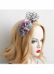 Creative Mesh Purple Blue Flowers Temperament Female Christmas Dress Retro Headband
