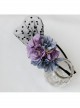 Creative Mesh Purple Blue Flowers Temperament Female Christmas Dress Retro Headband
