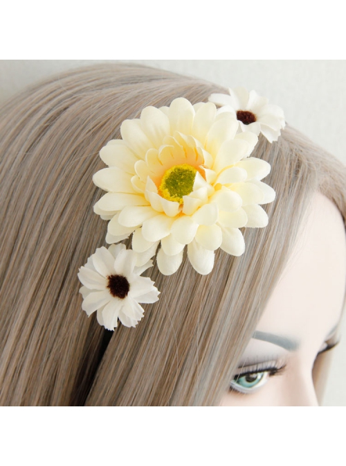 Simple White Flowers Celebrities Fashion Sweet Princess Handmade Thin Hair Band