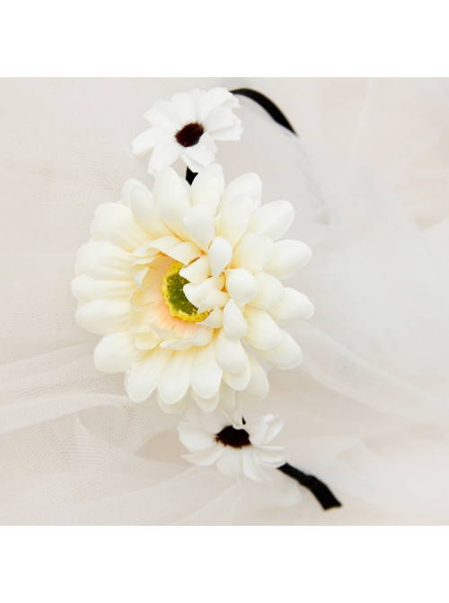 Simple White Flowers Celebrities Fashion Sweet Princess Handmade Thin Hair Band