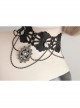 Dark Gothic Retro Love Heart Chain Black Lace Rose Choker