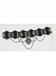 Dark Gothic Retro Love Heart Chain Black Lace Rose Choker