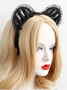 Halloween Christmas Fashion Retro Sexy Black Lace Three-Dimensional Cat Ears Female Headband