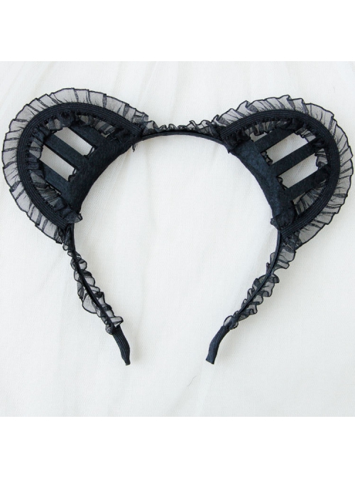 Halloween Christmas Fashion Retro Sexy Black Lace Three-Dimensional Cat Ears Female Headband