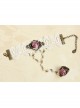 Retro Fashion Baroque Pink Rose Flower Female White Lace Pearl Bracelet With Ring One Chain