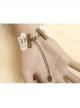 Retro Fashion Baroque Pink Rose Flower Female White Lace Pearl Bracelet With Ring One Chain
