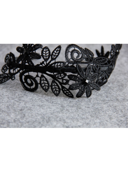 Retro Gothic Everyday All-Match Simple Black Lace Flower Female Design Handmade Hair Band