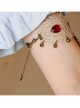 Fashion Retro Gothic White Lace Ruby Bell Female Armband Bracelet