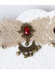 Fashion Retro Gothic White Lace Ruby Bell Female Armband Bracelet