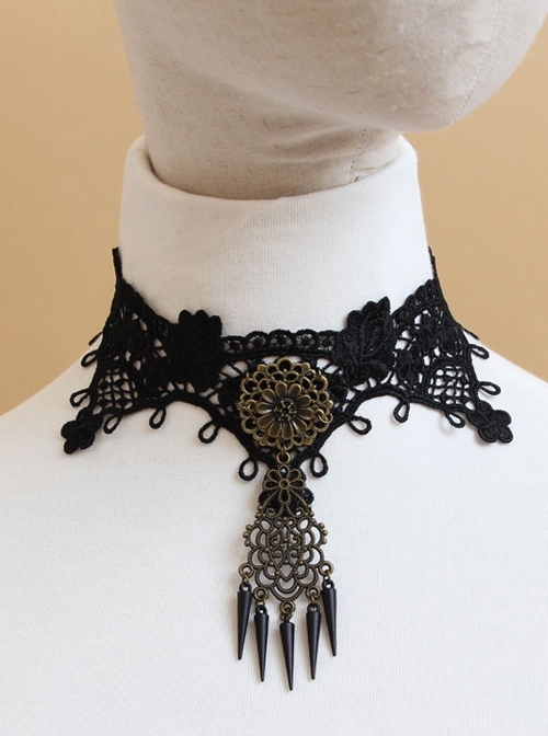 Punk Gothic Fashion Retro Flower Butterfly Black Lace Female Wide Choker
