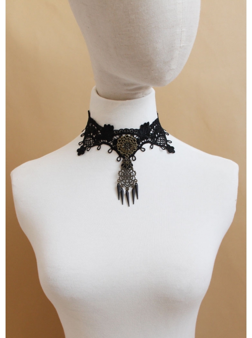 Punk Gothic Fashion Retro Flower Butterfly Black Lace Female Wide Choker