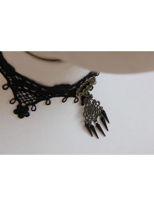Punk Gothic Fashion Retro Flower Butterfly Black Lace Female Wide Choker