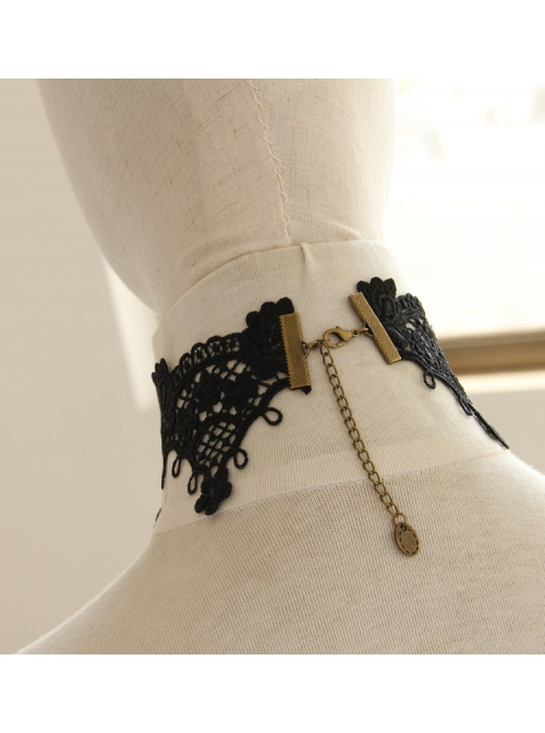 Punk Gothic Fashion Retro Flower Butterfly Black Lace Female Wide Choker