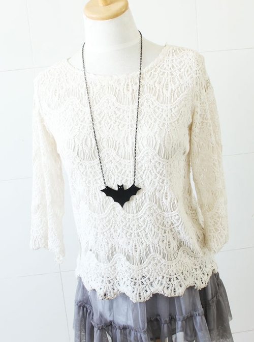 Fashion Leisure Festival Simple Black Bat All-Match Female Long Sweater Necklace