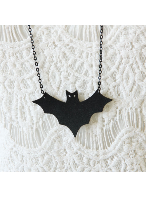 Fashion Leisure Festival Simple Black Bat All-Match Female Long Sweater Necklace