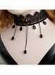 Retro Gothic Black Lace Flower Tassel Man-Made Crystal Female Choker