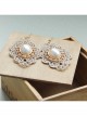 Baroque Fashion Palace Retro Individuality White Pearl Lace Earrings