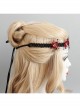 Fashion Gothic Retro Polka Dot Black Lace Red Flower Stretch Sport Hairband