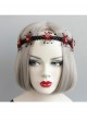 Fashion Gothic Retro Polka Dot Black Lace Red Flower Stretch Sport Hairband