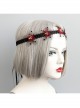 Fashion Gothic Retro Polka Dot Black Lace Red Flower Stretch Sport Hairband