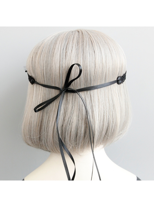 Fashion Gothic Retro Polka Dot Black Lace Red Flower Stretch Sport Hairband