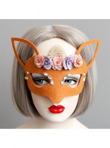 Personality Fashion White Lace Orange Fox Pink Purple Flower Diamond Halloween Christmas Adult Prom Mask